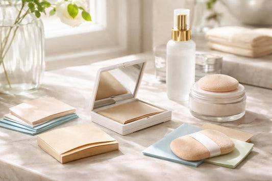 Assorted blotting papers and compact for humid summer