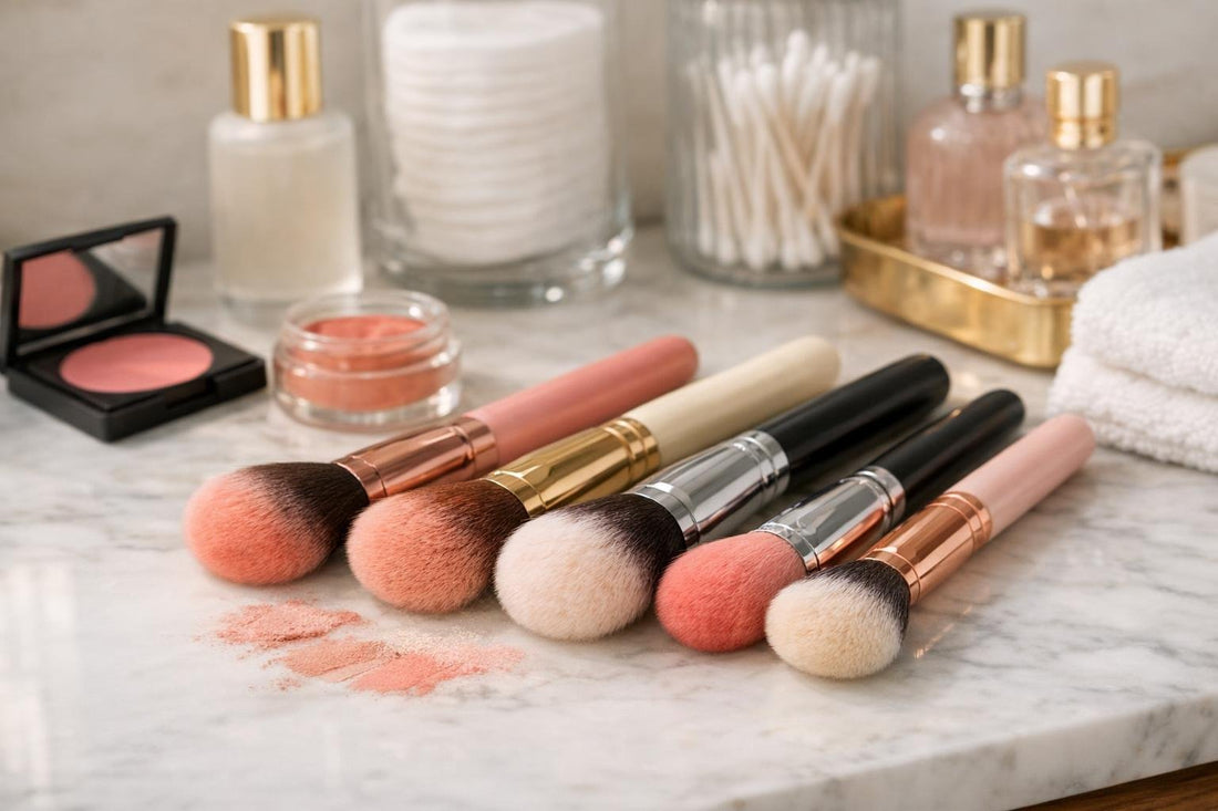 assorted blush brushes for Canadian skin tones