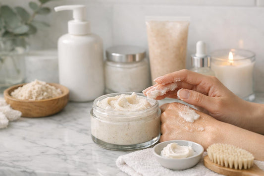 Gentle body scrub application for sensitive skin Toronto