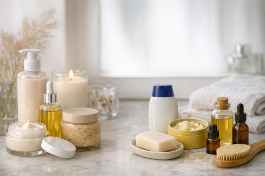 Toronto dry skin body care products on shelf