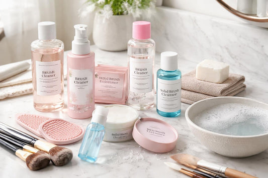 variety of brush cleaners for travel and sensitive skin
