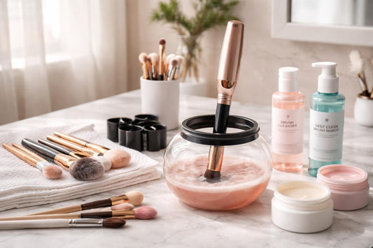 Makeup brush cleaning kit with spinner and gels