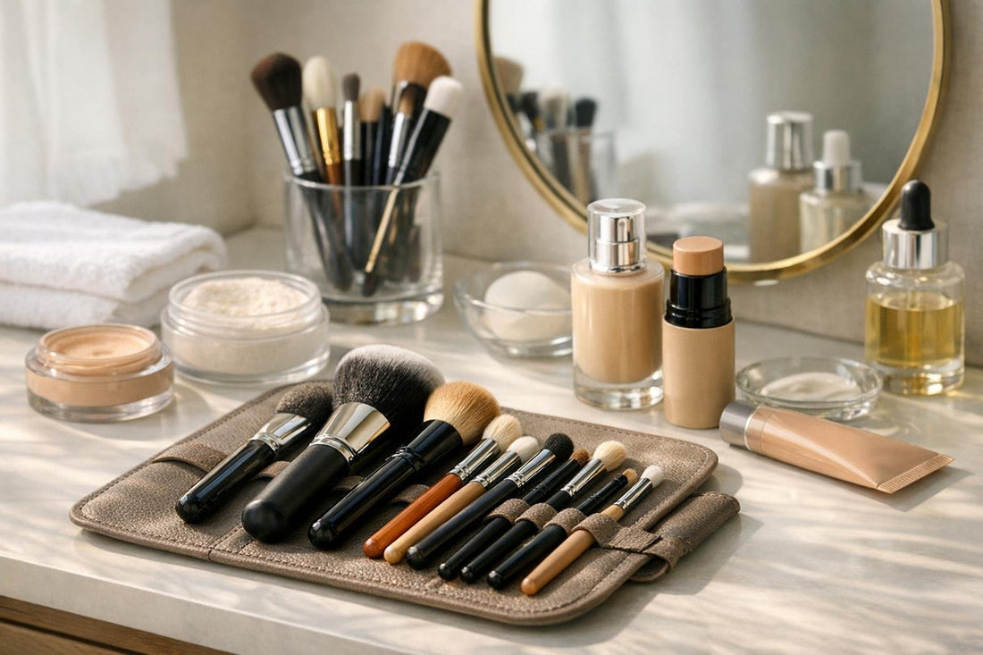 brush portfolio setup for smooth base makeup