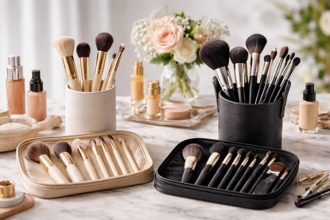 Makeup brush sets and kits laid out by skill level