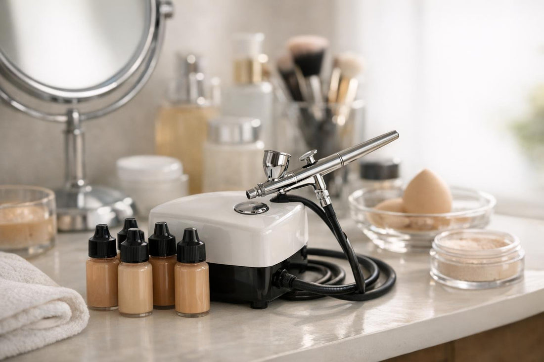Budget airbrush makeup system for smooth full coverage at home