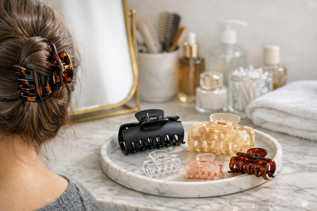 Budget hair claw clips holding thick hair in twist