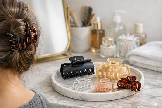 Budget hair claw clips holding thick hair in twist