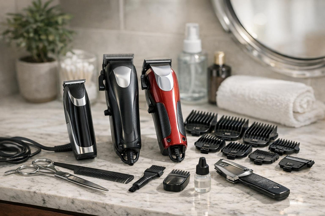 Budget hair clippers with precision guards for home fades