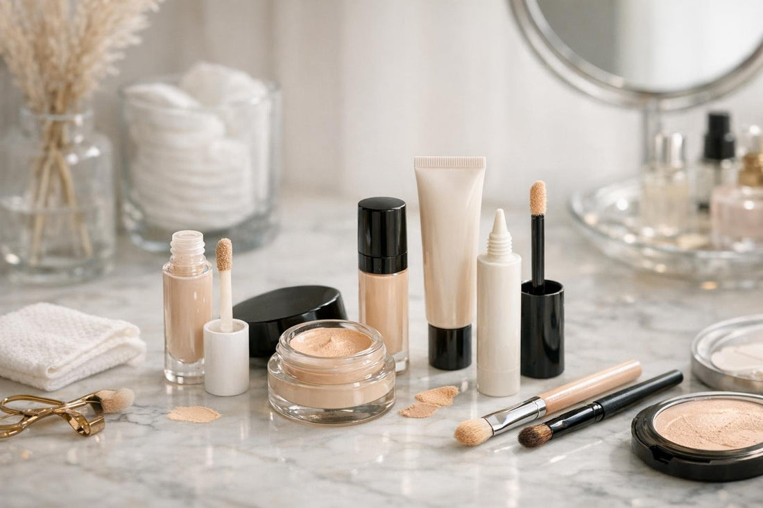 Affordable eyeshadow bases and primers laid out for