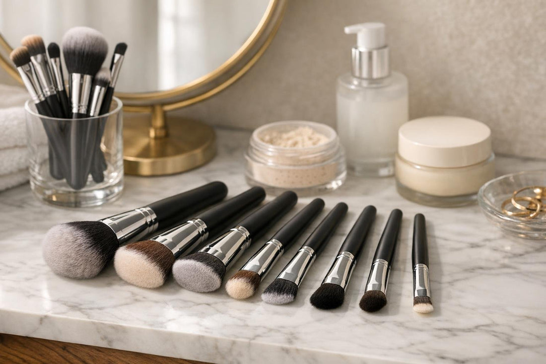 Budget face makeup brush collection set for smooth blending