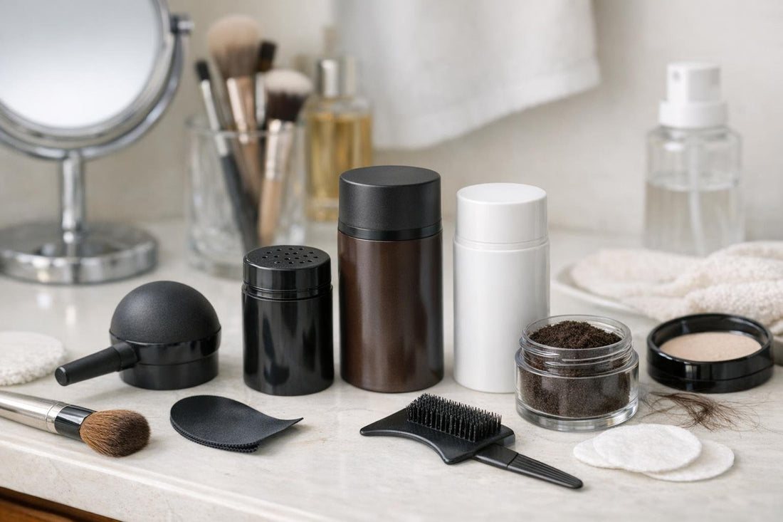 Natural-looking hair coverage using budget hair building fibers