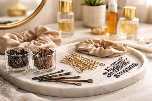 Bobby pins, U pins and grip pins for updos