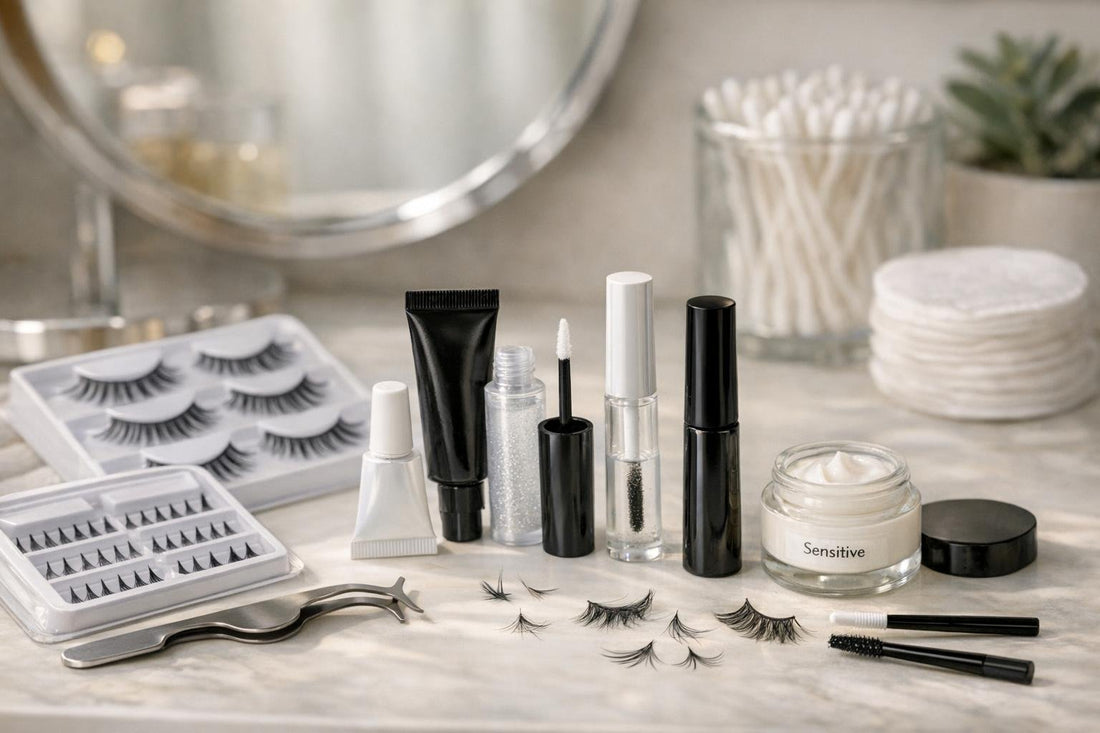 Budget false eyelashes and adhesive assortment for everyday wear