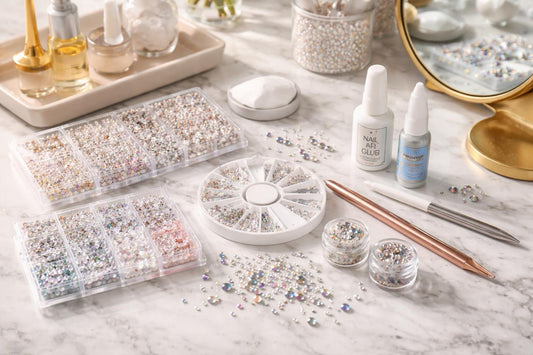 Budget nail art rhinestones sizes and glue tips