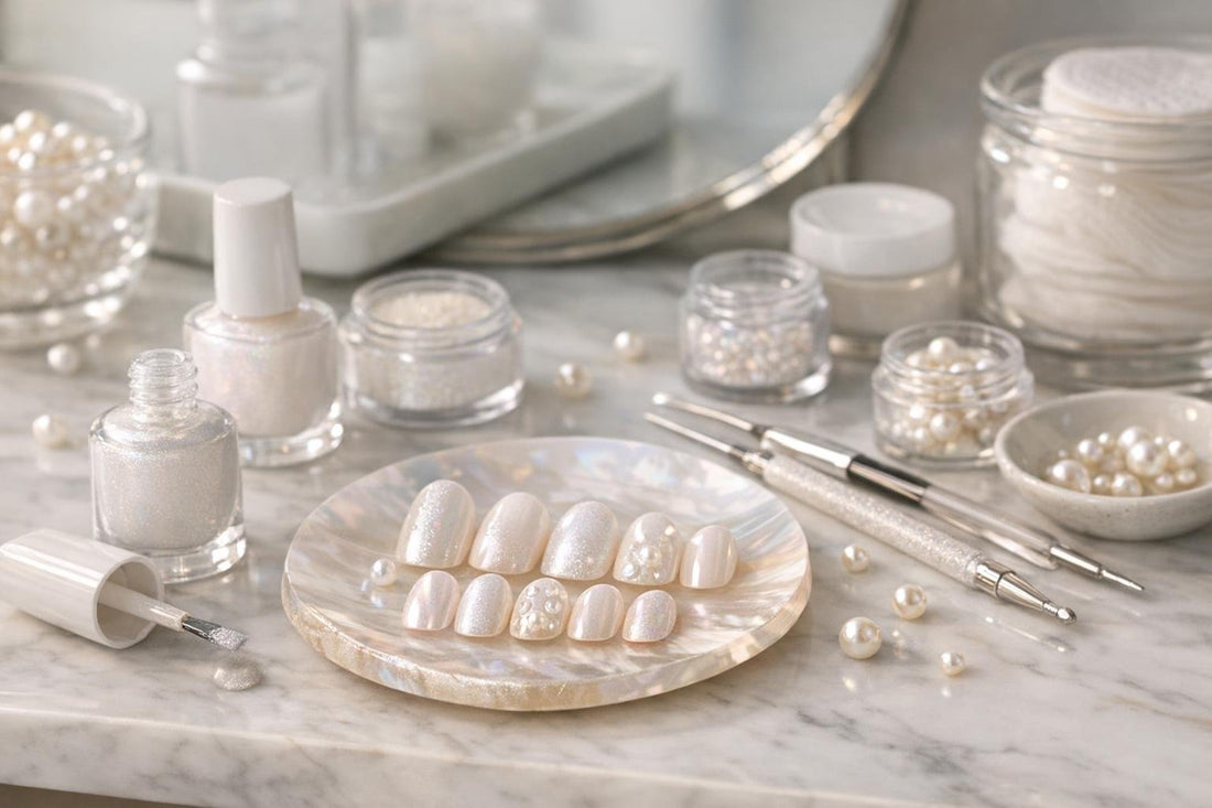 Affordable pearl nail art look inspired by Bellavia