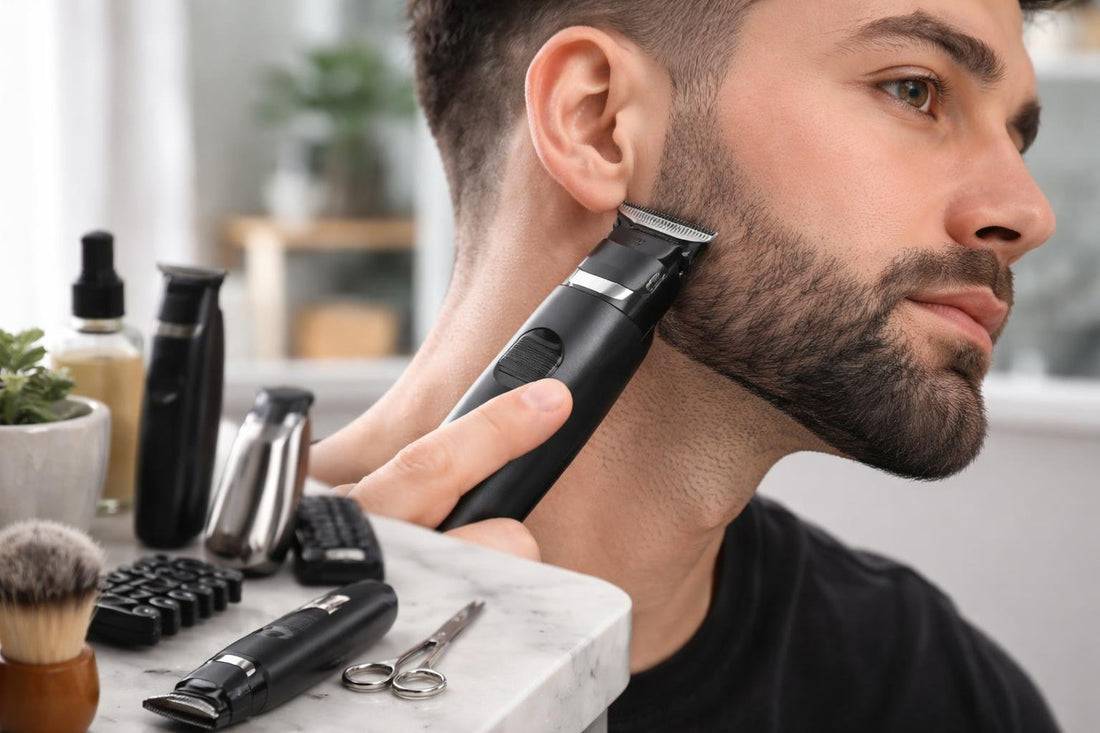 Budget precision beard trimmer edging a clean cheek line