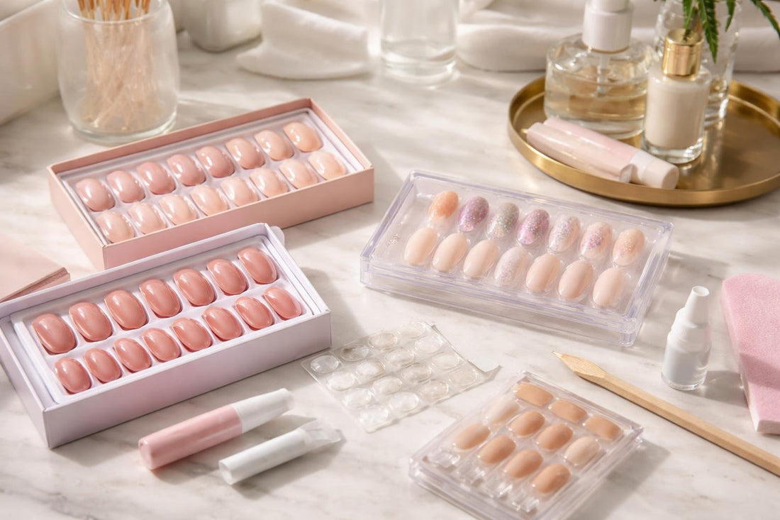 Budget-friendly press-on nails showing fit and shape options