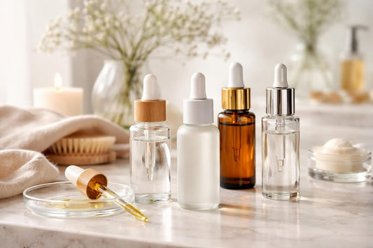 Refillable cosmetic droppers for serums and facial oils