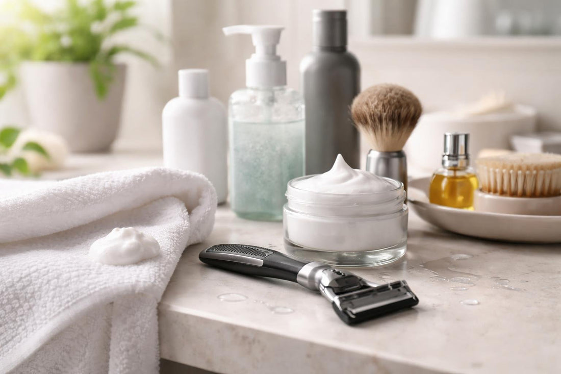 Men shaving with cartridge razor to avoid razor burn