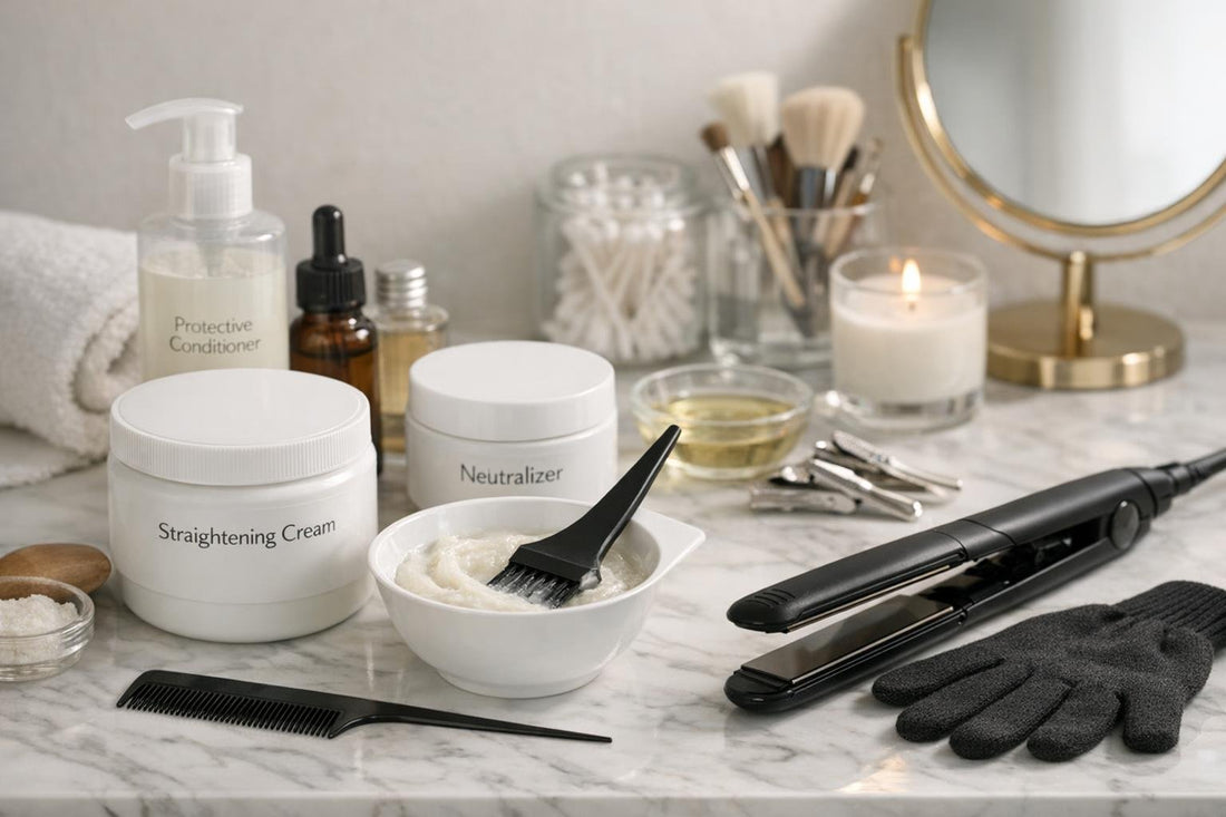 Coarse hair chemical straightening kit and tools