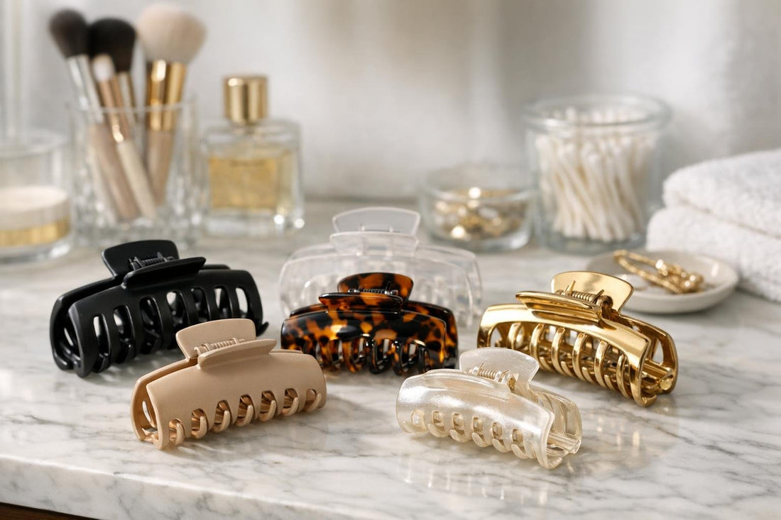 assorted claw clips for thick hair on table