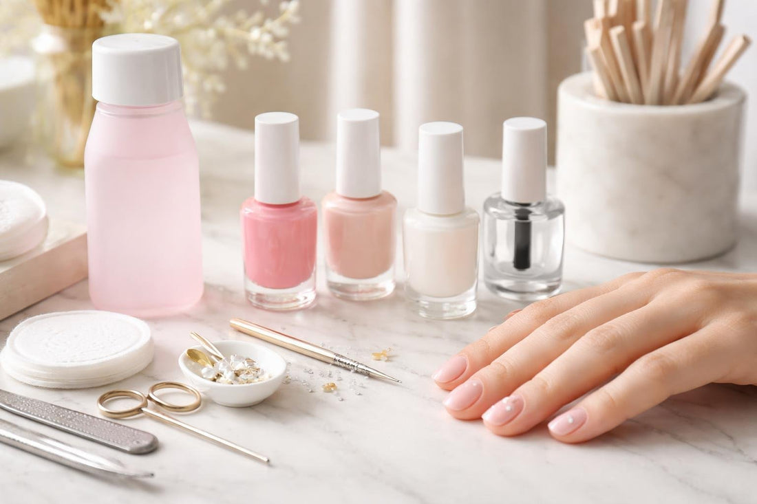 Clean at-home nail polish and simple dot nail art
