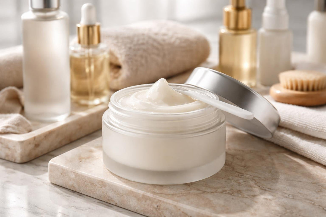 Canadian makeup cleansing cream balm with spatula on counter