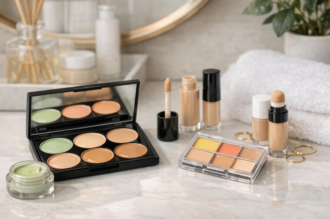 palette of concealers and colour correctors for oily skin