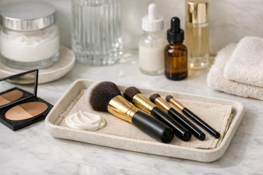 Contour brushes set for dry winter skin care