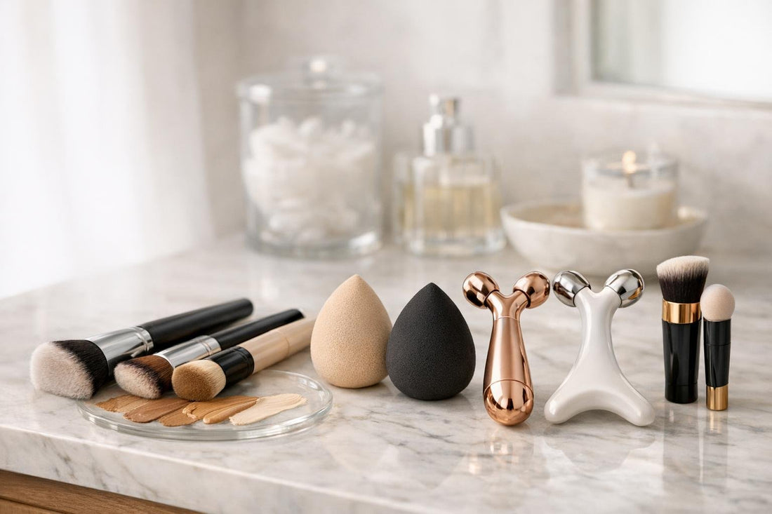cream contour brushes and massage tools collection