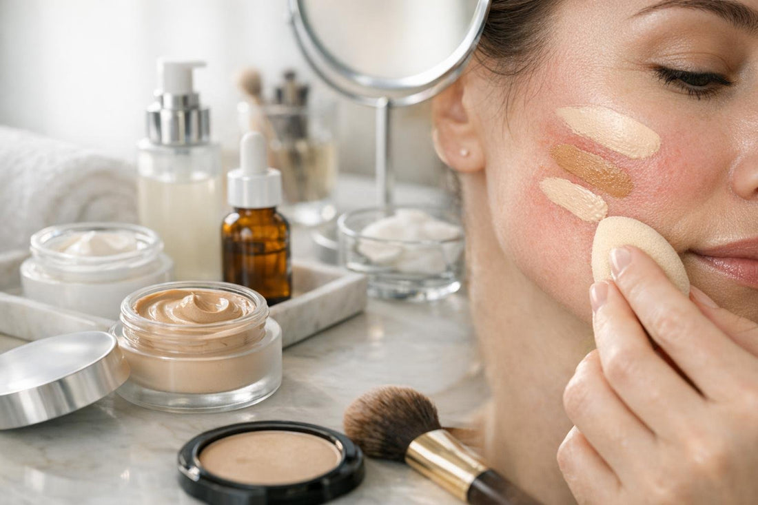 Close-up of cream contour application on sensitive skin