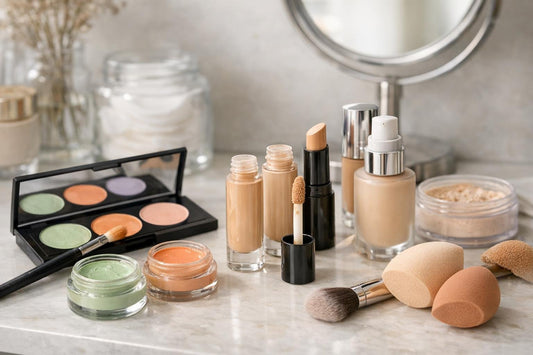 Colour corrector and concealer steps for dark circles