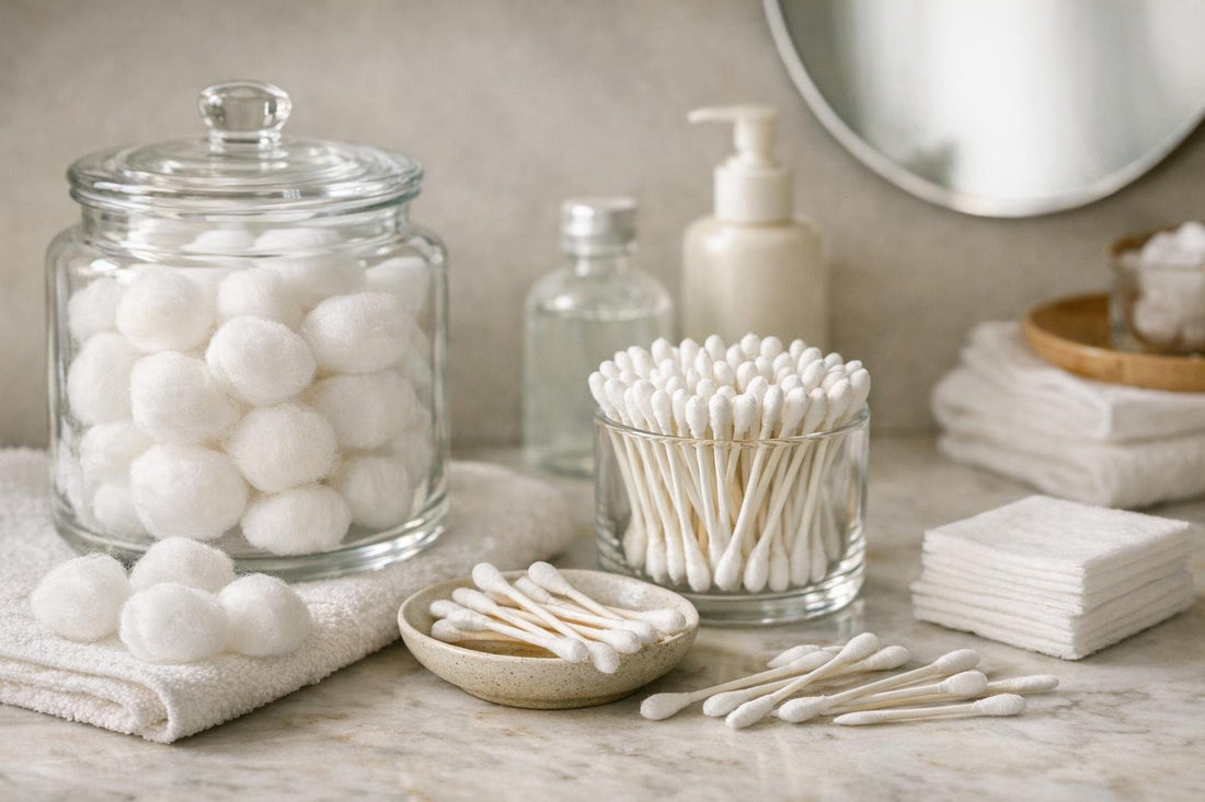 Cotton balls and swabs for everyday skincare and first aid