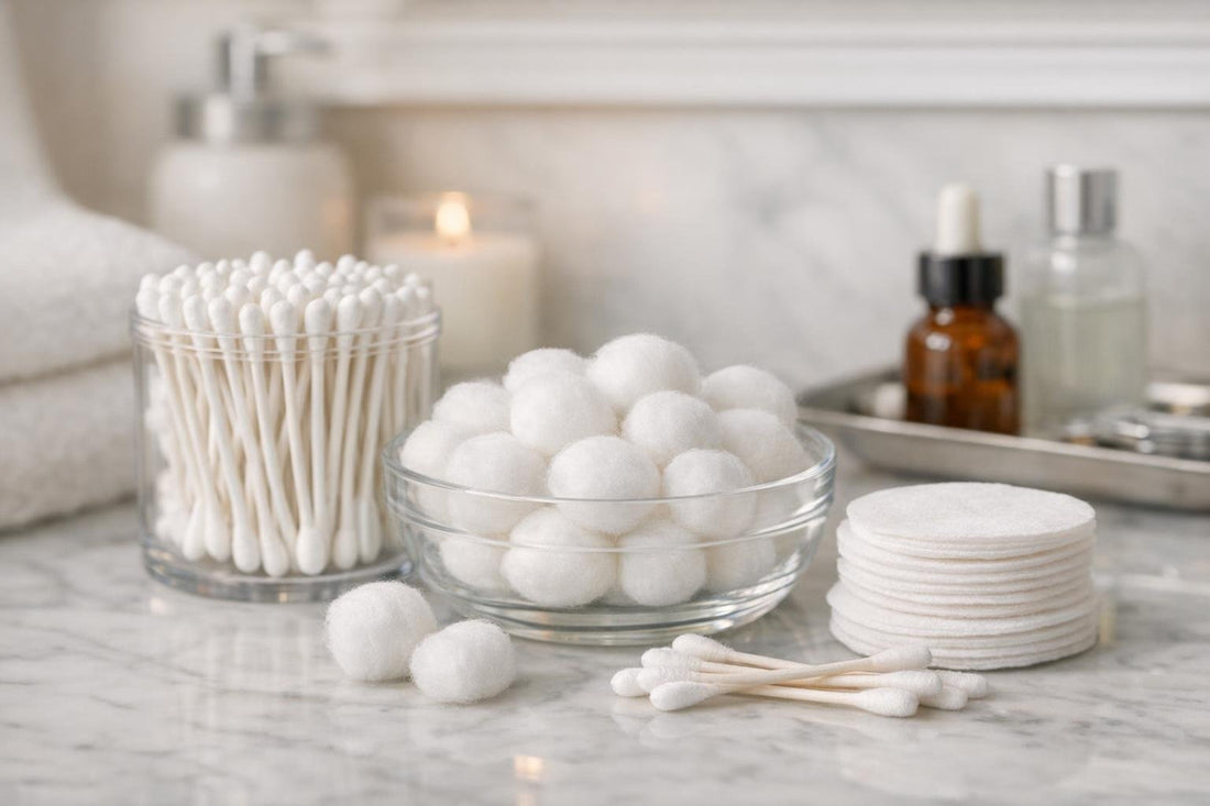 cotton balls and swabs for makeup and first aid