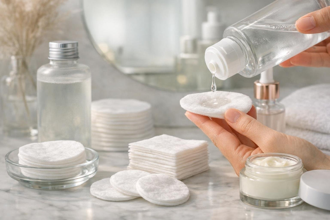 Cotton pads and rounds applying toner with minimal waste