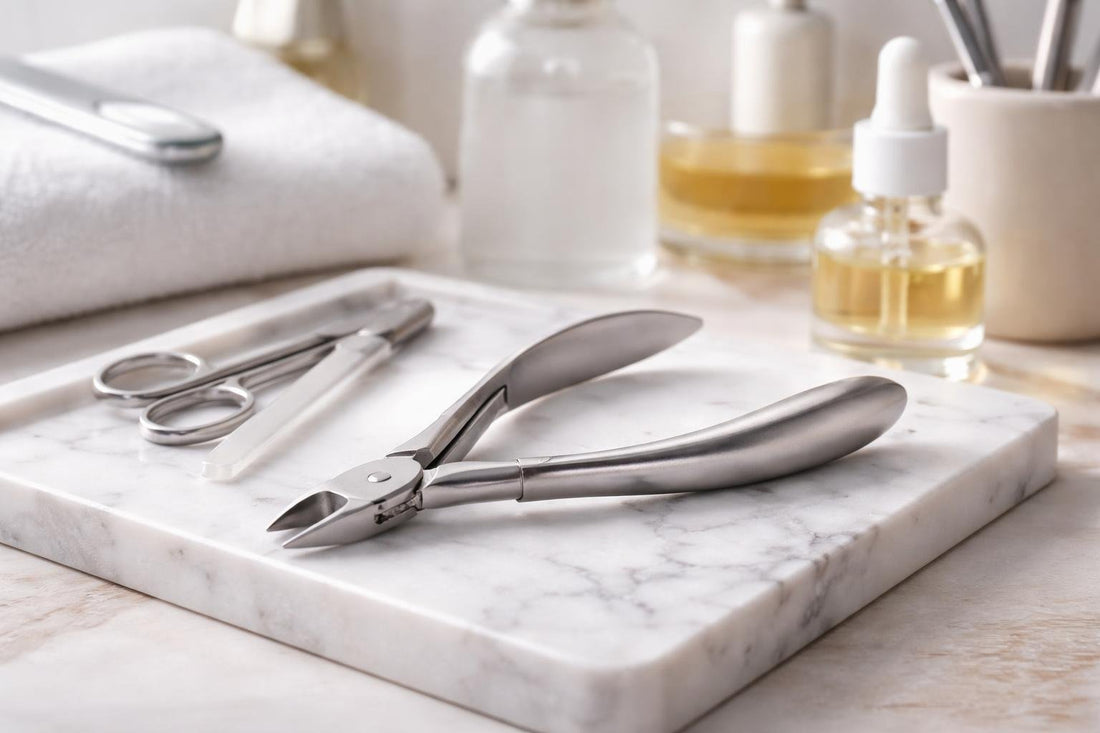 professional cuticle nippers close-up with ergonomic handles