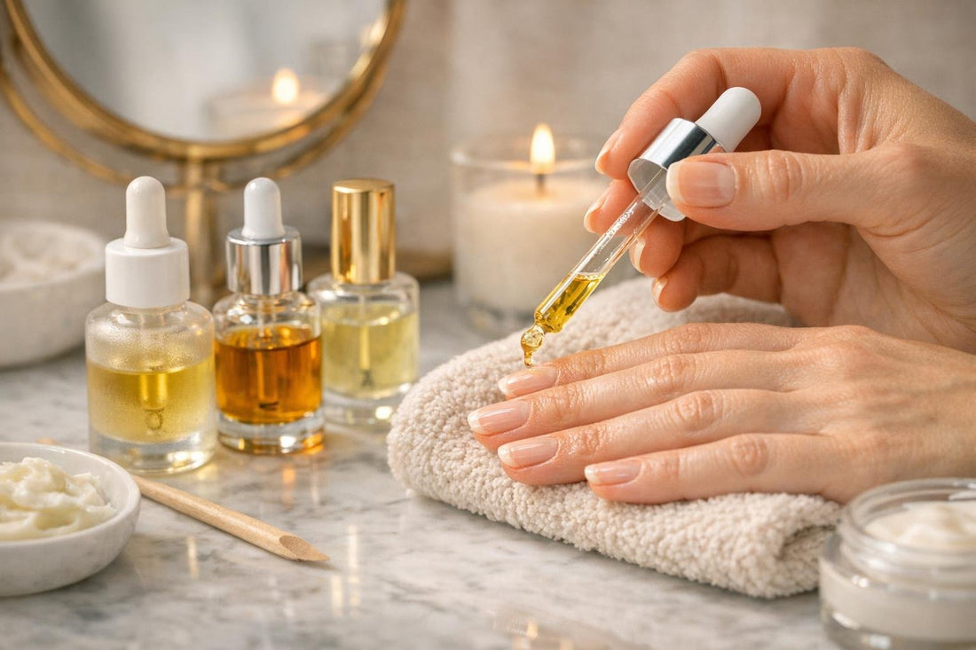 Cuticle oil applied to nails for smoother cuticles