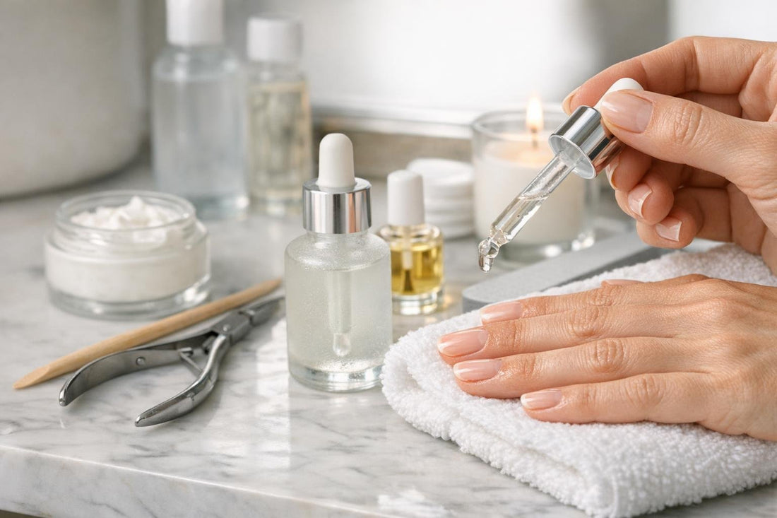 Cuticle removing fluid applied to soften dry cuticles
