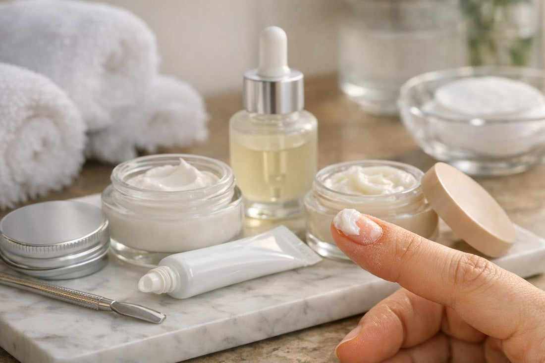 Cuticle repair cream applied to dry, cracked cuticles