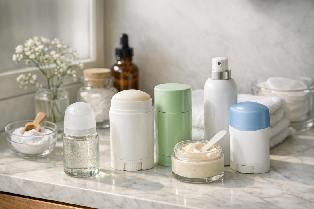 Assorted deodorants and antiperspirants for sensitive skin
