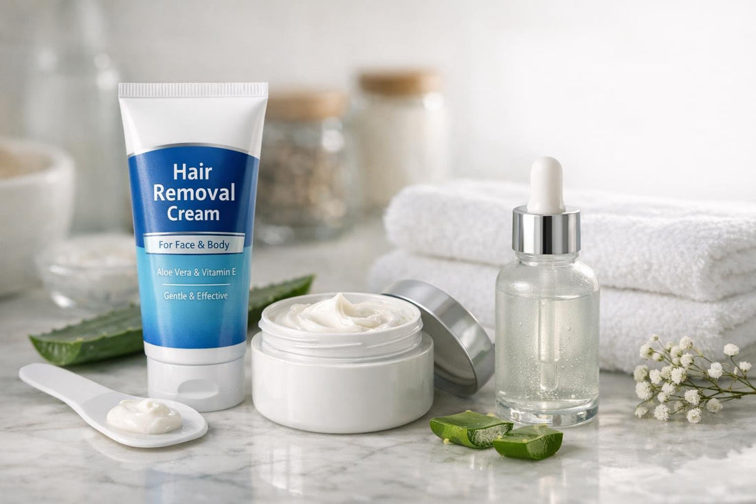 depilatory cream and soothing serum for sensitive skin