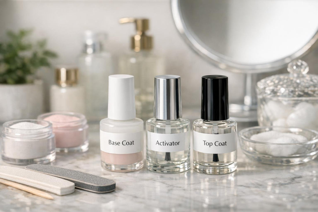 Dip manicure base and top coat set for at-home nails