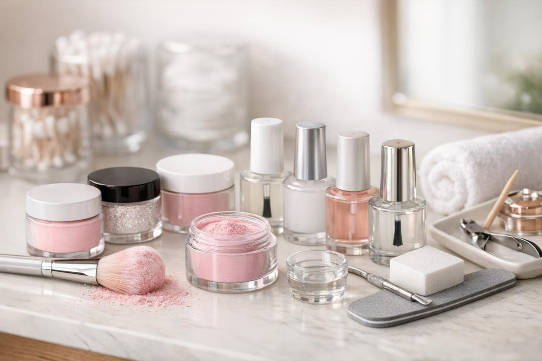 Experienced DIY nails using dip manicure powders