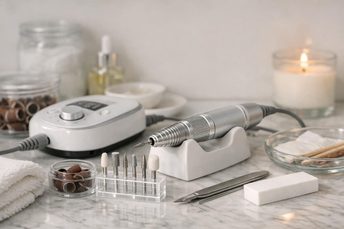 Electric nail drill with bits for safe at-home prep