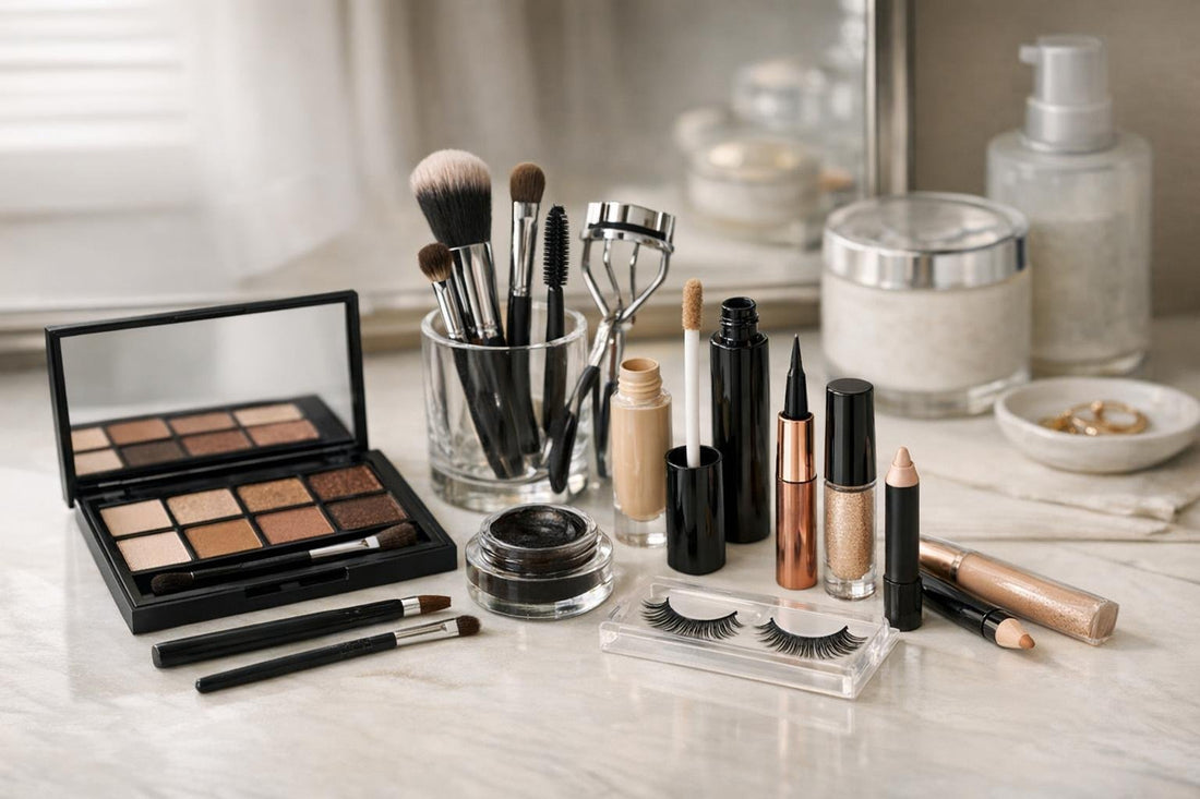 Ontario eye makeup essentials kit on a table