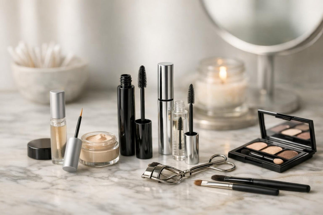 Affordable eye makeup essentials collection flatlay