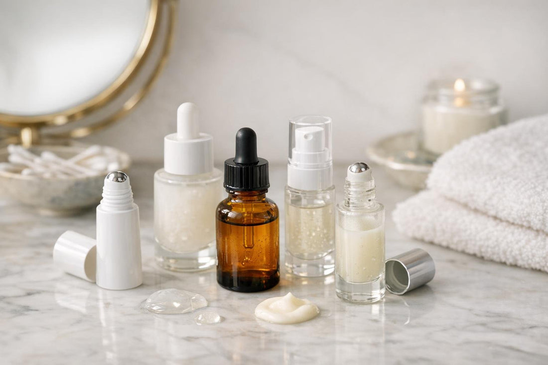 assorted eye serums for sensitive skin on table
