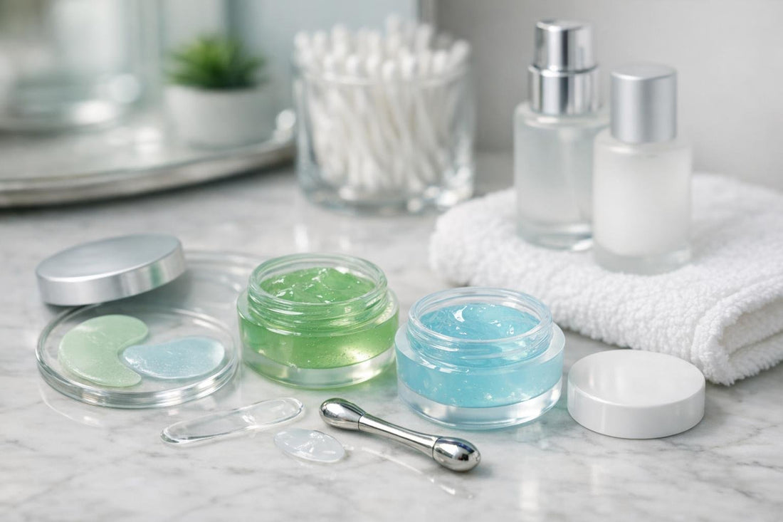 cooling under-eye gel tubs and applicators