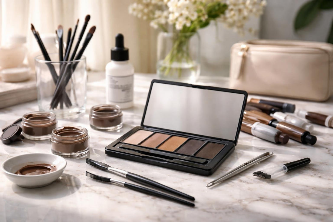 professional eyebrow color collection palette and tools