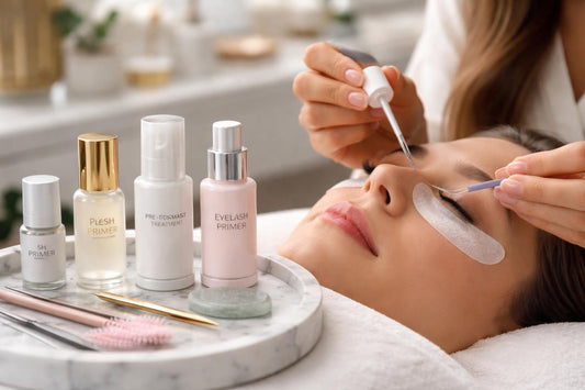 Toronto lash tech applying eyelash primer